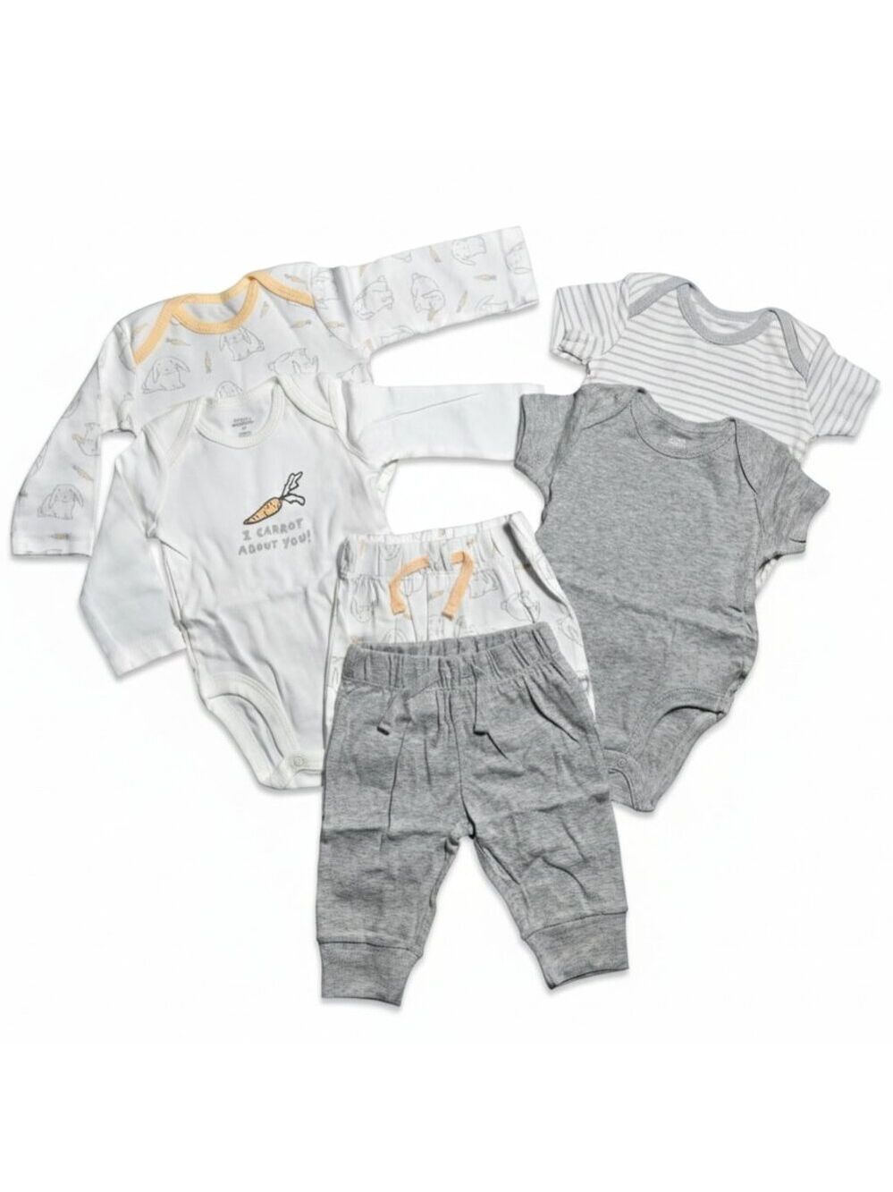 New 6-Piece Carrot/Bunny Neutral Baby Set - Size 3 Months